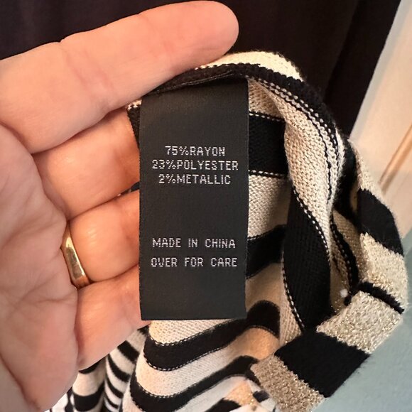 D-10 Fortune + Ivy open back detail Sweater Dress Sz L, metallic gold and black - Picture 7 of 8